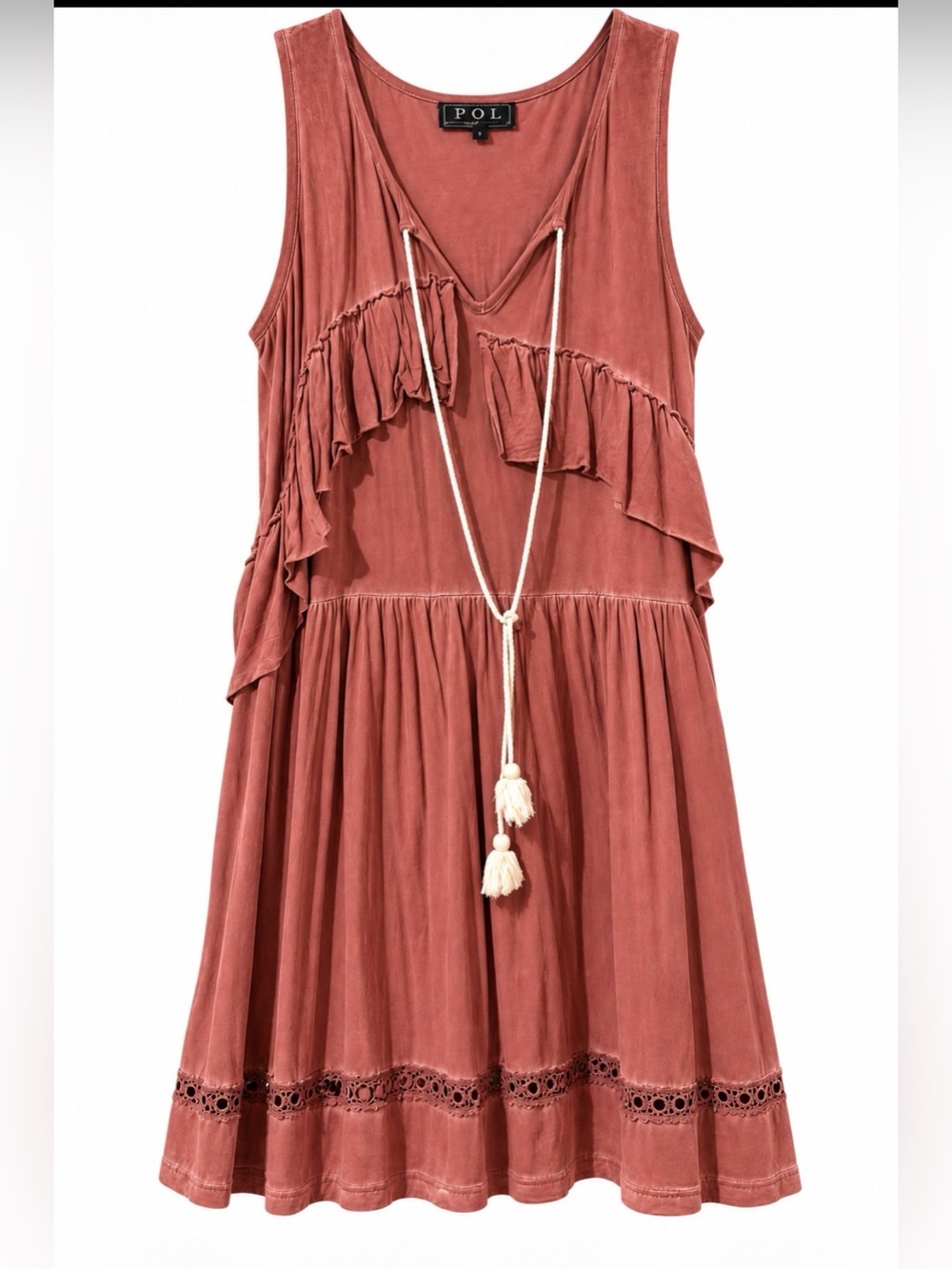 POL Dusty Rose Ruffle Dress